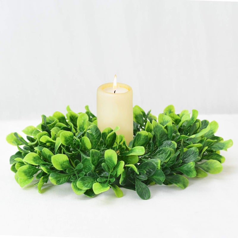 Lvydec Artificial Green Leaves Wreath - 10" Mini-Sized Boxwood Wreath for Window Wall Decor Front Door Home Decoration - Image 3